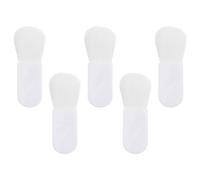 Operitacx Lot de 5 Mini Pinceaux à Blush Portables Blancs, Poils Souples pour Poudre et Estompage, Manche Court Ergonomique, pour Maquillage Mobile et Retouches Rapides