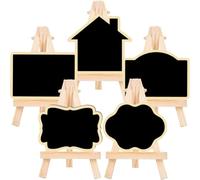 Operitacx Lot de 5 Petits Tableaux Noirs en Bois Rustiques Trépied, Panneaux d'Affichage Décoratifs pour Messages et Menus, Cuisine, Buffet, Brunch et Événements Festifs
