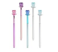 Operitacx Lot de 5 Stylos Gel à Motif Rose, Recharge Noire, Design Diamant Créatif, Taille Standard, pour Écriture Fluide et Papeterie Étudiante, Fournitures de Bureau et Couleur Aléatoire