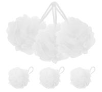 Operitacx Lot de 6 Éponges de Bain Blanches en Maille Pe Cordon, Exfoliantes et Résistantes, Éponges de Portables pour Maison et Voyage, Accessoire de Bain Pratique et Hygiénique