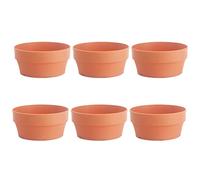Operitacx Lot de 6 Pots de Fleurs en Plastique Rond Style Terre Cuite | Succulentes et Petites Plantes, Trous de Drainage, Usage Intérieur et Extérieur, Orange