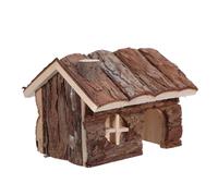 Operitacx Maison en Bois pour Hamster : cachette avec fenêtre, cheminée et Trou d'entrée, Petit Habitat décoratif pour Rats, gerbilles et Souris, Marron Clair