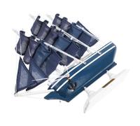 Operitacx Maquette de Voilier en Bois Vintage Bleu 24 Cm pour Décoration Nautique et Maison, Modèle Rétro pour Bureau et Fête Nautique Plusieurs Styles