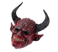 Operitacx Masque de Démon Rouge à Cornes en Écume pour Adultes, Masque D'horreur Unique Visibilité et Aération, pour Soirées Masquées et Occasions à Thème