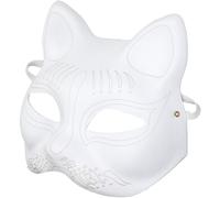 Operitacx Masque de Fête Chat Blanc en Pâte à Papier, Brut, DIY