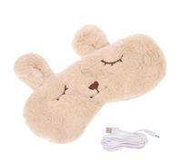 Operitacx Masque de Sommeil Chauffant USB Beige Motif Ours 3d Contour Orbital Vapeur, Cache-œil Nocturne Réutilisable pour Maison et Voyage, Fatigue et Soin des Yeux