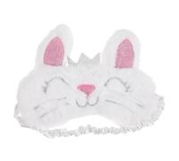 Operitacx Masque de Sommeil Lapin en Peluche Douce Blanche Bande Élastique, Cache-œil Occultant pour Filles et Adultes, Confortable et Respirant, pour Voyage et Sieste