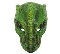 Operitacx Masque de Tête de Dinosaure Vert en Pu, Réaliste, pour Cosplay