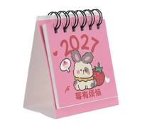 Operitacx Mini calendrier de bureau 2027, calendrier de bureau à motif fraise, agenda de table à poser pour le, la maison et la décoration, pour une organisation optimale de votre emploi du temps