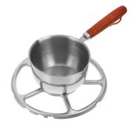 Operitacx Mini Casserole en Acier Inoxydable 300ml avec Bec Verseur Cuisine Maison, Poignée en Bois, Facile à Nettoyer, pour Petites Cuisines