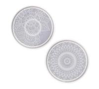 Operitacx Moule à sous-Tasse DIY en Silicone 2 Pièces, Forme Ronde Mandala, Moule Époxy pour Dessous de Tasse Artisanal, Outil de Coulée pour Tapis de Tasse Fait Main, Décoration Créative