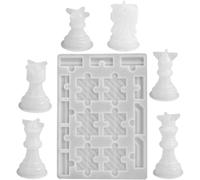 Operitacx Moule en Silicone pour Pièces D’échecs 3D Kit de 6 Moules Roi Reine Fou Chevalier Tour Pion Fournitures de Bricolage pour Création Jeux D’échecs Artisanaux