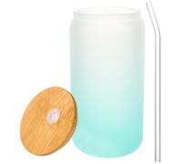 Operitacx Mug à Boire en Verre 480ml Paille, Effet Dégradé Vert Clair