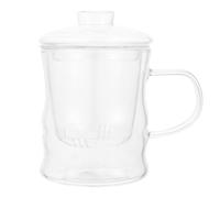 Operitacx Mug à Thé en Verre 400ml Infuseur et Couvercle, et Design Robuste, Bureau Maison