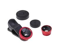 Operitacx Objectif de Caméra Mobile pour Smartphone, Grand Angle Fisheye Macro, Alliage D'aluminium, Clip Portable, Compatible Téléphones Portables, Couleur Rouge