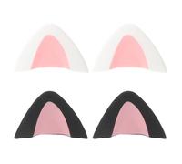 Operitacx Oreilles de Chat Décoratives en Silicone pour Casque Circum-auriculaire, 2 Paires Noir Rose Rose Blanc, Accessoires Esthétiques et Compatibles pour Écouteurs, Embouts pour