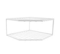 Operitacx Organisateur de Casseroles en Fer Blanc Étagère d'angle Double Couche pour Rangement la Cuisine et Optimisation de l'espace sous Évier