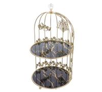 Operitacx Organisateur de Maquillage Étagère Robuste et Stable à 2 Niveaux en Fer de Cage à Oiseaux pour Rangement de Soins et Parfums Coiffeuse