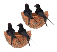Operitacx Ornement de Nid D'oiseau pour Hirondelles Exterieur, Modèle Décoratif en Écume et Paperboard, 2 Sets pour Jardin et Décoration Murale