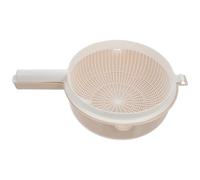 Operitacx Passoire à Fruits et Légumes Panier de Séchage Pratique Double Couche en Plastique Beige Poignée pour Salade et Lavage Cuisine Réutilisable