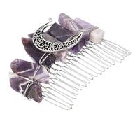 Operitacx Peigne à Cheveux Accessoire Élégant et Délicat Style Unique Lune en Cristal Naturel pour Coiffure Pourpre pour Femmes et Filles pour Mariages et Danses