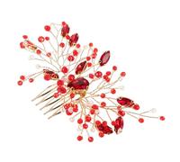 Operitacx Peigne à Cheveux de Mariée Couronne Rouge en Cristaux, Métal | Accessoire de Mariage Léger et Confortable, Style Noble Travaillé, pour Coiffure de Cérémonie et Fête