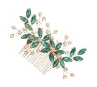 Operitacx Peigne de Mariée Orné de Cristaux Verts, Accessoire Coiffure | Léger, Maintient Fermement la Mise en Place, Finition Métallique et Cristaux Scintillants, pour Cérémonie Formelle