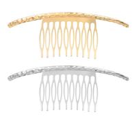 Operitacx Peignes à Cheveux pour Coiffure Lot de 2 en Alliage Argenté et Doré Longue Bande, Adaptés aux Franges Femme
