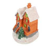 Operitacx Petite Maison Décorative de Noël Lumineuse en Résine | Ambiance Rétro Festive, Lumière Blanc Chaud, pour Vitrine, Village Miniature, Base Sapin