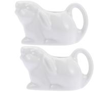 Operitacx Pichets à Lait Accessoires Essentiels Blanc de Lapin Lot de 2 en Céramique Service Pratique pour Sirop Chaud et Beurre Fondu Cuisine Service