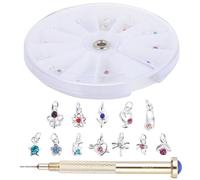 Operitacx Piercing pour les ongles Bijoux pour piercings d'ongles 24pcs breloques en alliage avec outil manuel 1pc pour manucure en salon ou à la maison Couleur Aléatoire
