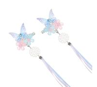 Operitacx Pince à Cheveux Vintage Hanfu pour Garçon et Filles, Lot de 2 Clips Bleu et Rose, Accessoires Coiffure pour Vêtements Chinois Han, Décoration Capillaire Élégante pour Fêtes