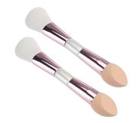 Operitacx Pinceau de Maquillage Double Tête 2pcs en Fibre Artificielle et Éponge, Outil Multifonctionnel pour Fard à Paupières et Estompage, pour Maquilleurs Amateurs