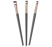 Operitacx Pinceau Eye-liner Biseauté 3 Pièces Noir et Or, Brosse à Sourcils et Fard à Paupières, Outil Maquillage Précis pour Yeux, Adapté Usage Domestique et Professionnel, Set Compact