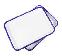 Operitacx Plateau en Émail Blanc Rectangulaire 2 Pièces, Haute Brillance, Résistant la Déformation, Ustensile Cuisine Simple et Propre pour Cuisson Polyvalente