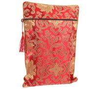 Operitacx Pochette de Rangement Bouddhiste en Tissu Brocart Rouge à Motifs Floraux, Grosse Taille, Double Couche, Porte-livre des Écritures et Fournitures D'emballage D'inspiration Chinoise