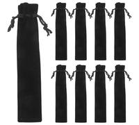 Operitacx Pochette Stylo en Flanelle Noire avec Cordon De Serrage - Set De 25 Trousse À Stylos pour ÉTudiants Et Bureau Rangement Pratique Et ÉLéGant