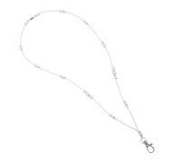 Operitacx Porte-badge Cordon à Perles Blanc Nacré, Lanière pour Badges D'identification Femme, Cordon de Cou Élégant pour Infirmières et Enseignantes, Accessoire Léger et Solide pour Cartes