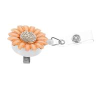 Operitacx Porte-badge Tournesol Rétractable Orange Clip Rotatif, Boucle pour Carte D'identité Employé, Accessoire de Travail Léger et Compact pour Infirmières, Étudiants et Bureau