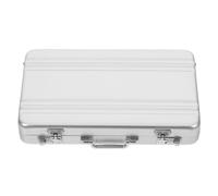 Operitacx Porte-Cartes de Visite en Alliage D'aluminium Argenté, Boîte à Fiches Protectrice et Polyvalente de Mallette, Accessoire de Bureau Portable et Élégant