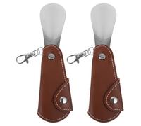 Operitacx Porte-clés 2pcs Chausse-pied en Acier Inoxydable Pliable avec Attache Pratique, sans de Se Pencher, pour Voyage et Usage Quotidien