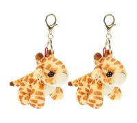 Operitacx Porte-clés Girafe en Peluche Orange 2pcs, Pendentif Mignon en Alliage de Zinc et Coton Pp, Robuste et Anti-décoloration, Décoration pour Paquet à Main ou Paquet à Dos