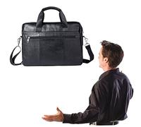 Operitacx Porte-Documents Homme d'affaires en Cuir Paquet à Bandoulière Grosse Capacité Mallette Multifonctionnelle pour Voyage Paquet à Main Élégant pour Couleur Noire