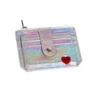 Operitacx Porte-Monnaie pour Femme en Cuir PU Holographique Pourpre avec Broderie, Grosse Capacité, Fermeture Éclair, Porte-Cartes et Pièces, Style Unique et Élégant
