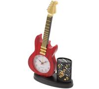 Operitacx Réveil Violon Décoratif Horloge de Table Porte-Stylo en Plastique, Silencieux, pour Bureau et Décoration de Salon, Rouge, 1-2cm D’Erreur de Mesure