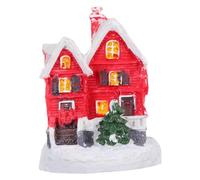 Operitacx Rouge Maison de Village de Noël Décor en Résine, Miniature | Figurine de Maison Enneigée, Détails Fins, Réutilisable, Ambiance Festive, pour Salon et Terrarium