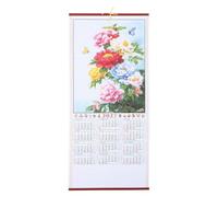 Operitacx Rouleau de calendrier lunaire asiatique 2027 - Janvier à décembre, année de la Chèvre - Peinture chinoise de fleurs pour le Nouvel An, décoration mensuelle Feng Shui