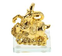 Operitacx Sculpture en Résine et Verre Dorée Représentant Une Chèvre Zodiaque, Symbole de Richesse et Prospérité, pour Tableau de Bord ou Bureau, Élégante et Solide