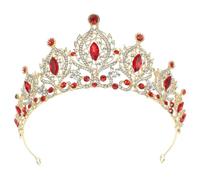 Operitacx Serrage Tête Couronne en Cristal Rouge pour Mariée et | Alliage Délicat, Structure Simple et Scintillante, Facile à Porter, Ajoute du Charme
