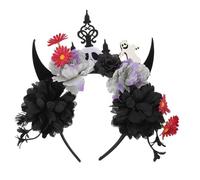 Operitacx Serrage-tête Diabolique Noir pour Femmes en Plastique et Tissu, Design Unique Confortable et Réutilisable, pour Costume et Mascarade D'halloween
